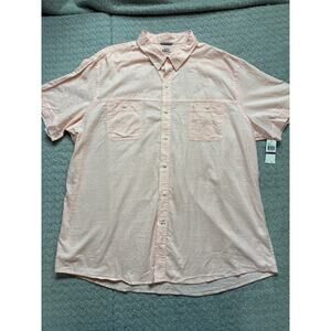 NWT Izod Saltwater Short Sleeve Size XXL Men’s Button Up Shirt Pink White